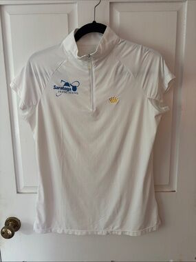 Saratoga Horse Shows White Short Sleeve Riding Polo